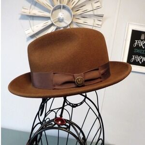 Goorin Bros Dean The Butcher Fedora Hat Brown Wool Felt Wide Brim Classic Size M